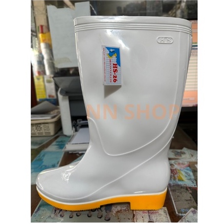 Ủng trắng đế vàng thích hợp làm công ty , phòng bếp, đi mưa đế cao su mềm êm chân chống trượt