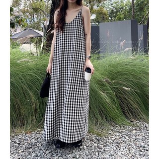“ Plaid Dress “ Đầm hoạ tiết kẻ basic fom suông rộng khoét lưng sâu