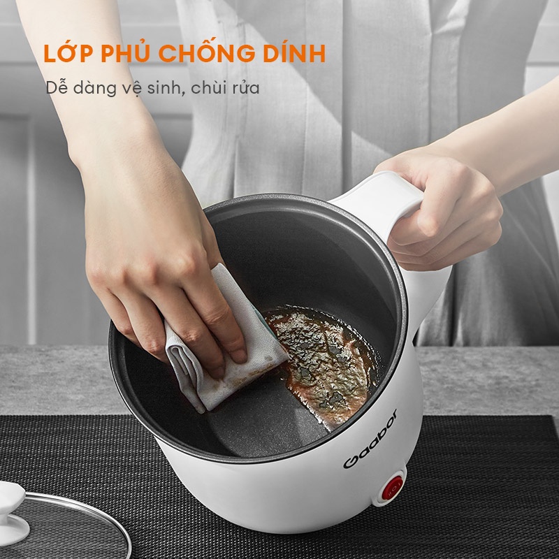 Nồi điện đa năng GAABOR GR-N18A dung tích 1,8L lòng nồi chống dính công suất 600W - Hàng chính hãng