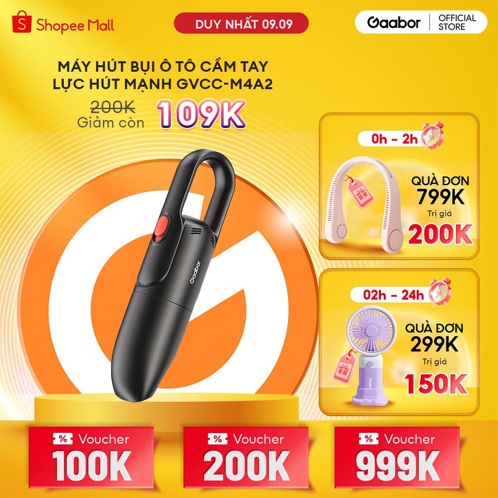 Máy hút bụi ô tô cầm tay GAABOR GVCC-M4A2 màu đen lực hút mạnh 4500pa dây nguồn dài 4.5m - Hàng chính hãng | BigBuy360 - bigbuy360.vn