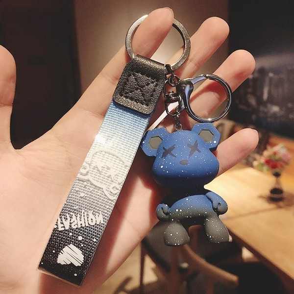 Móc khoá xe máy móc khoá cute Dễ thương phim hoạt hình bạo lực gấu chìa khóa đôi nam nữ cặp vợ chồng cá tính túi xách treo chuỗi chìa khóa xe sáng tạo quà tặng nhỏ