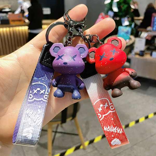 Móc khoá xe máy móc khoá cute Dễ thương phim hoạt hình bạo lực gấu chìa khóa đôi nam nữ cặp vợ chồng cá tính túi xách treo chuỗi chìa khóa xe sáng tạo quà tặng nhỏ