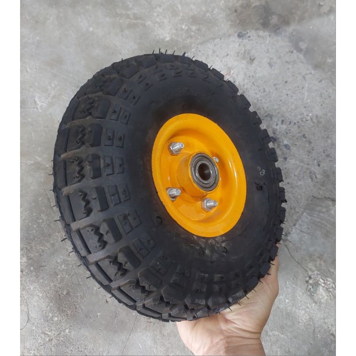 Bánh xe cao su đặc 250mm  có vòng bi gắn trục 17mm