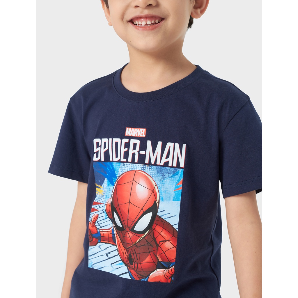 Áo phông bé trai CANIFA in Spiderman 100% cotton, cổ tròn tra bo, tay cộc 2TS23S013