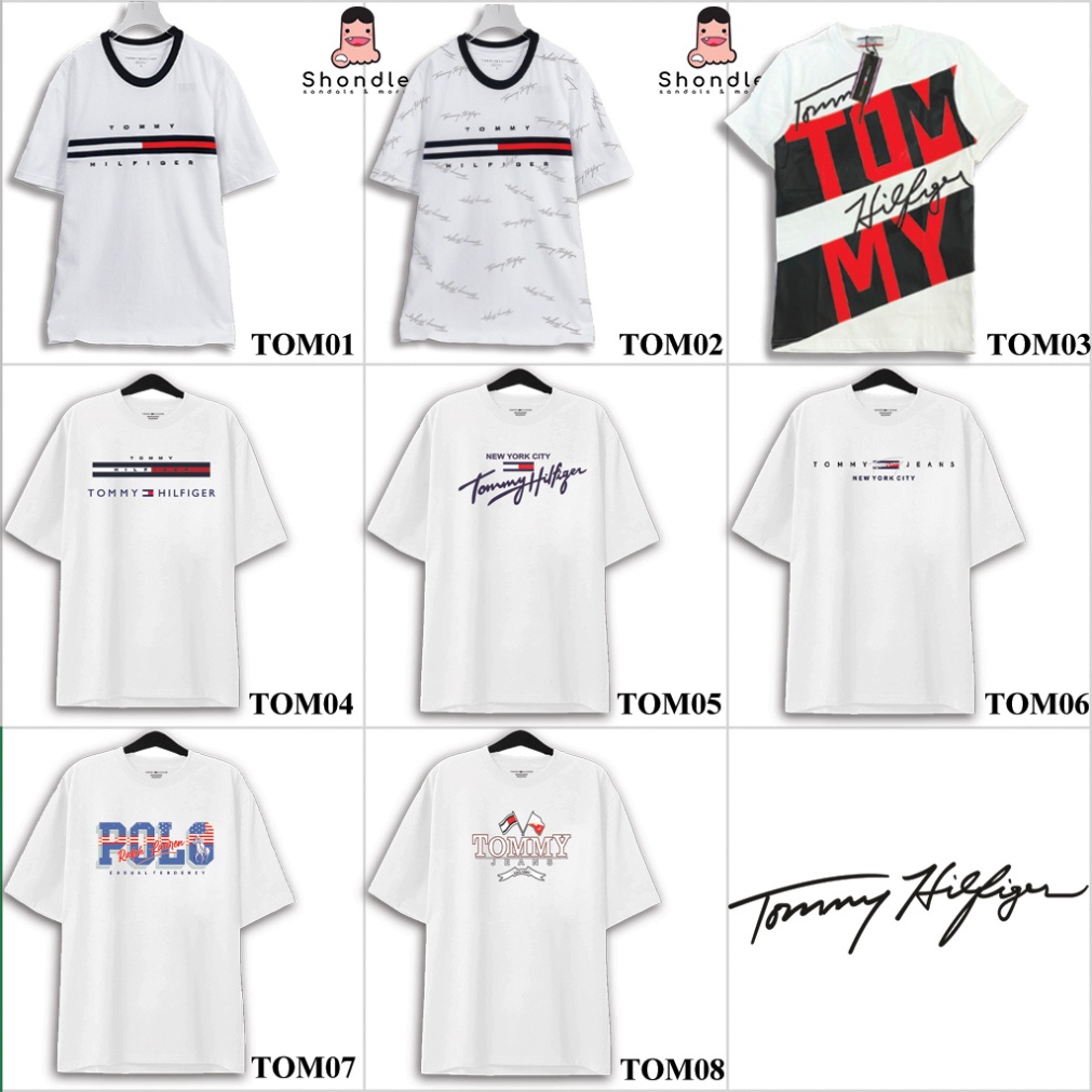 Áo Thun Tommy Hilfiger Logo Thêu Chữ Kí Unisex Cotton Cao Cấp, Áo Thun Nam Nữ Tay Lỡ