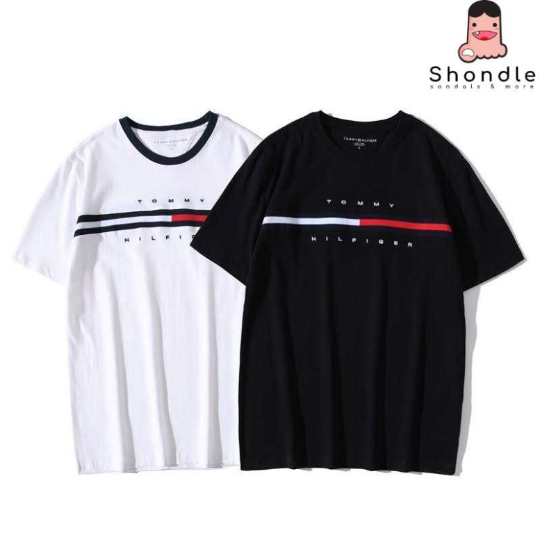 Áo Thun Tommy Hilfiger Logo Thêu Chữ Kí Unisex Cotton Cao Cấp, Áo Thun Nam Nữ Tay Lỡ