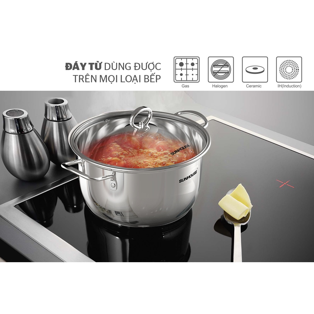 Bộ Nồi INOX 5 Đáy SUNHOUSE SHG788 - Bảo Hành 12 Tháng