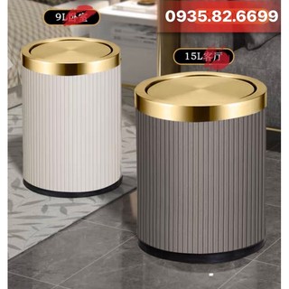 Thùng rác inox nắp vàng không rỉ nhiều màu 9L 15L hàng cao cấp