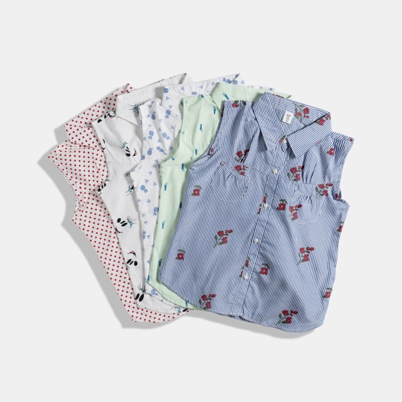 G-ABL5 - Áo sơ mi sát nách cho bé gái chất kate xuất mềm nhẹ hàng Gap size 9-15