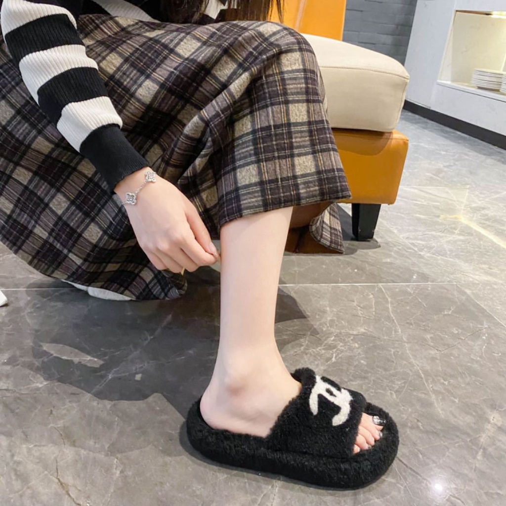 Dép Lông Đế Dày Thời Trang Thu Đông 2023 Dành Cho Nữ Mềm
