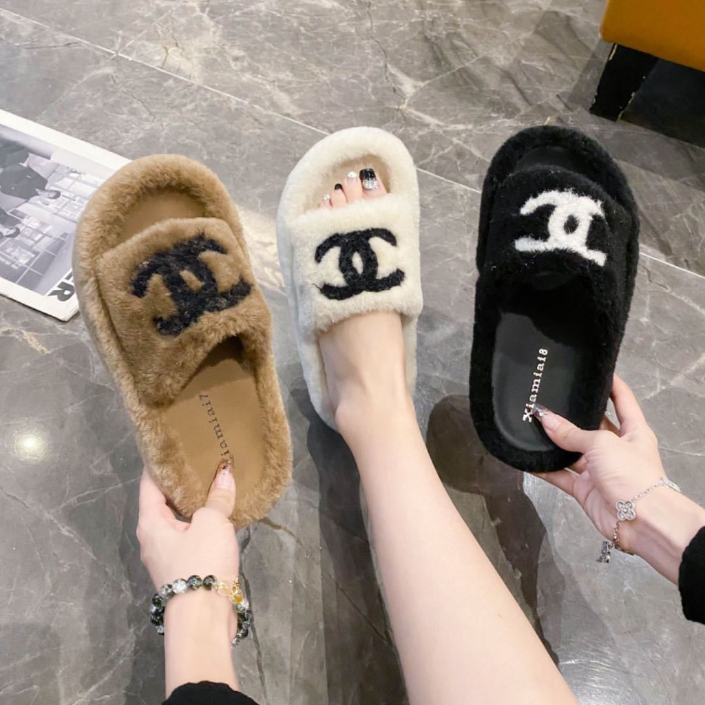 Dép Lông Đế Dày Thời Trang Thu Đông 2023 Dành Cho Nữ Mềm