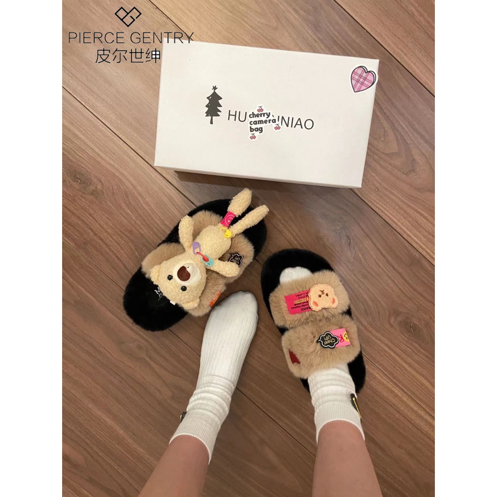 Dép Lông Xù Đế Dày Phong Cách Thời Trang Thu Đông Mới 2023 Dành Cho Nữ