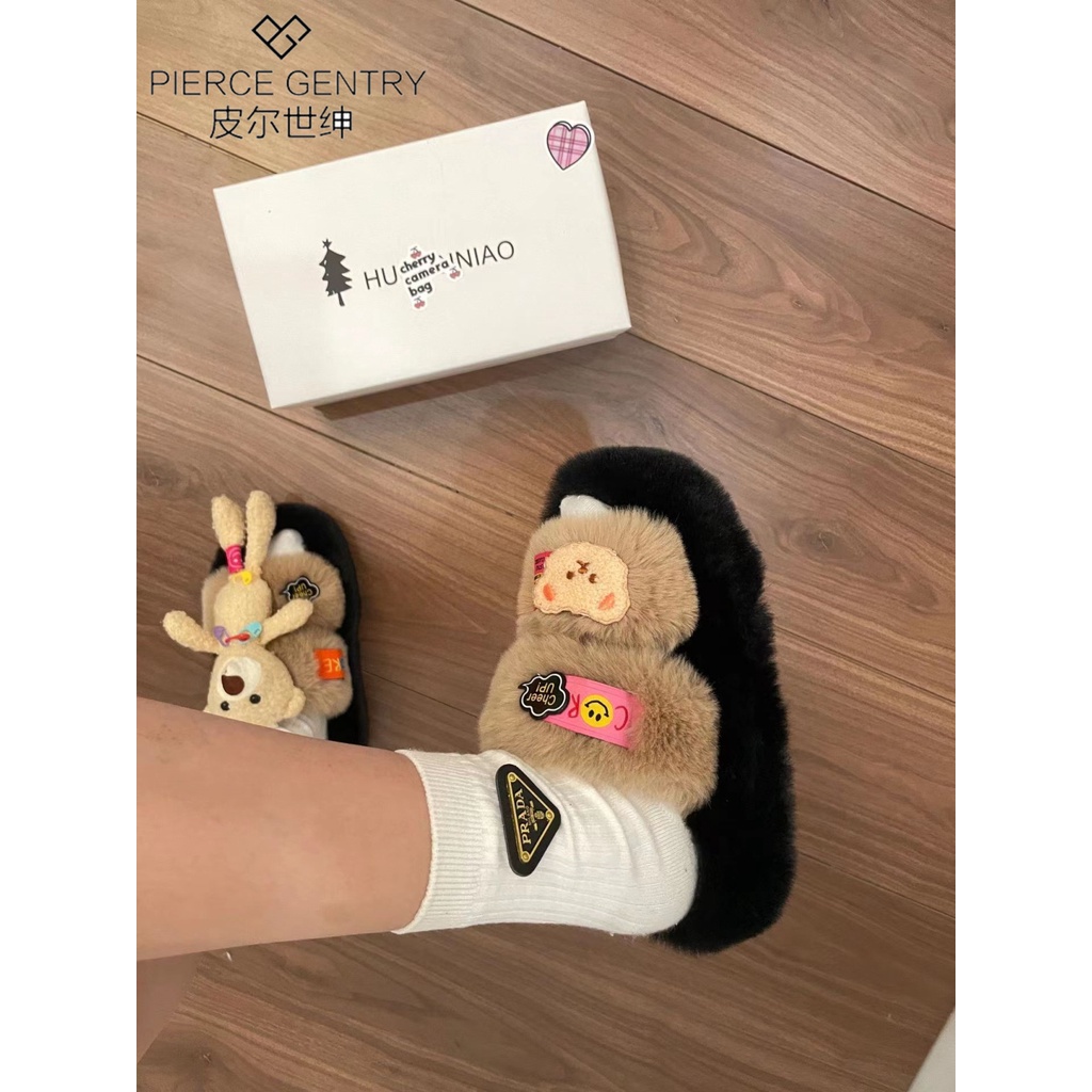 Dép Lông Xù Đế Dày Phong Cách Thời Trang Thu Đông Mới 2023 Dành Cho Nữ