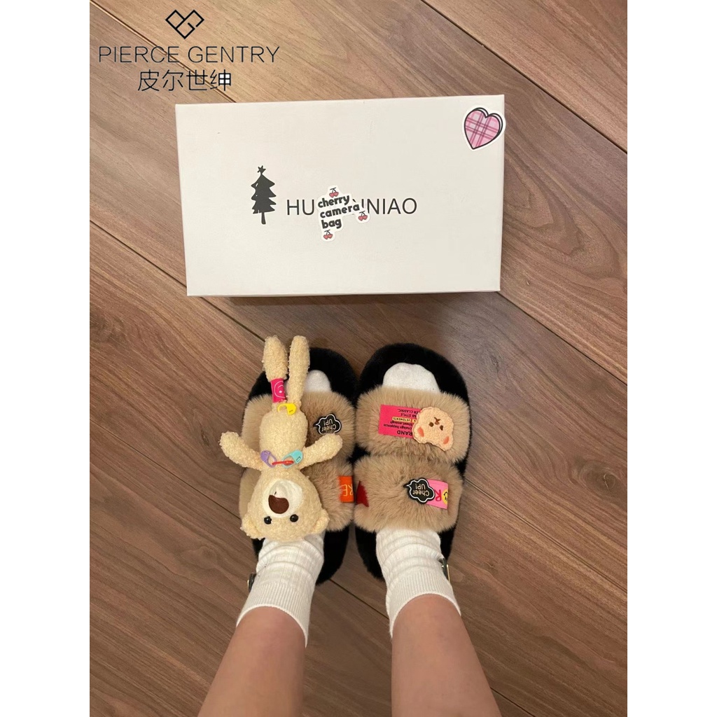 Dép Lông Xù Đế Dày Phong Cách Thời Trang Thu Đông Mới 2023 Dành Cho Nữ