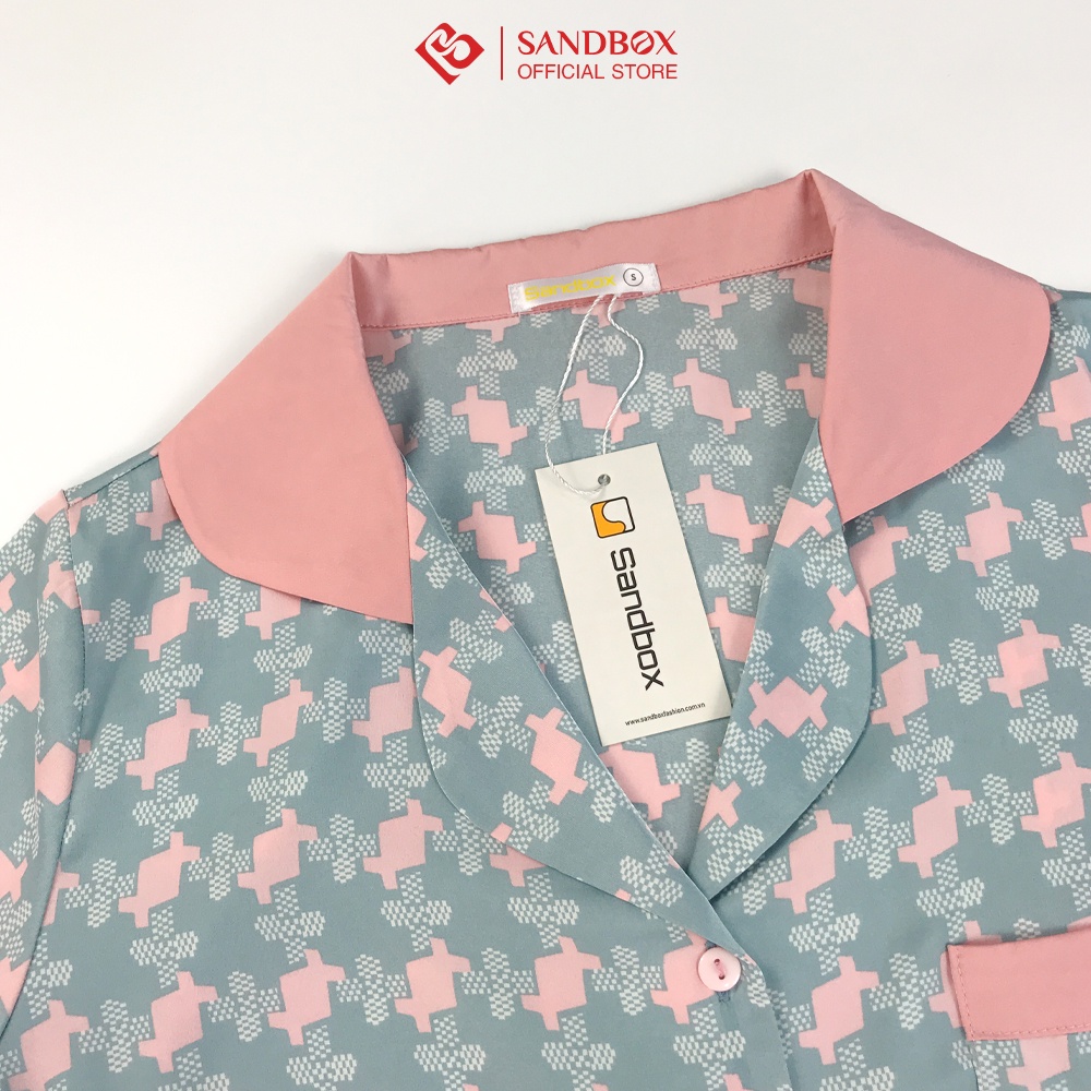 Đồ bộ nữ SANDBOX áo ngắn tay quần dài thiết kế hiện đại, chất lụa Satin cao cấp mềm, mát