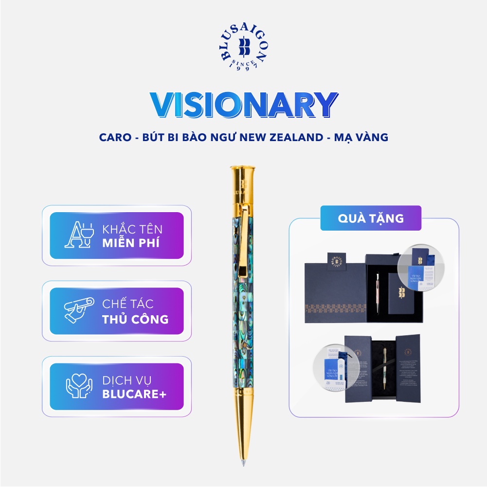 Bút Ký Cao Cấp BLUSAIGON Visionary Bào Ngư New Zealand Caro 003021002 - Khoen Vàng