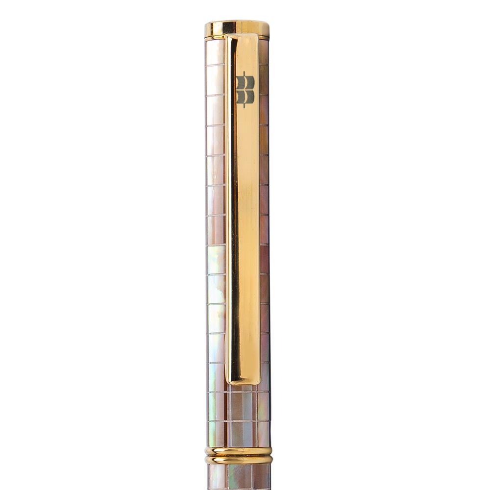 Bút Ký Cao Cấp BLUSAIGON Inspired Ngọc Trai Nâu Misisipi Sọc Caro 001015002 - Khoen Vàng
