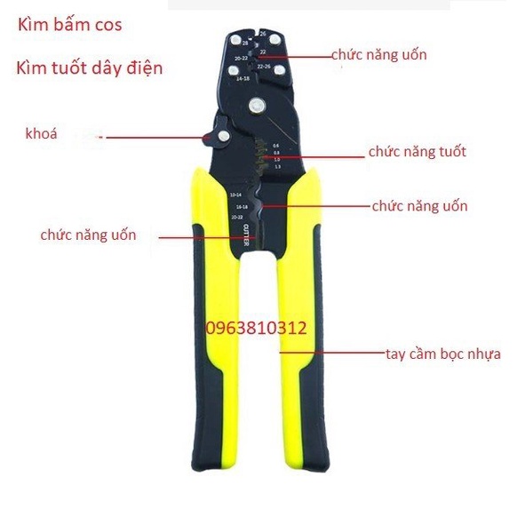 Kìm bấm cos và tuốt dây điện đa năng_ hàng chất lượng
