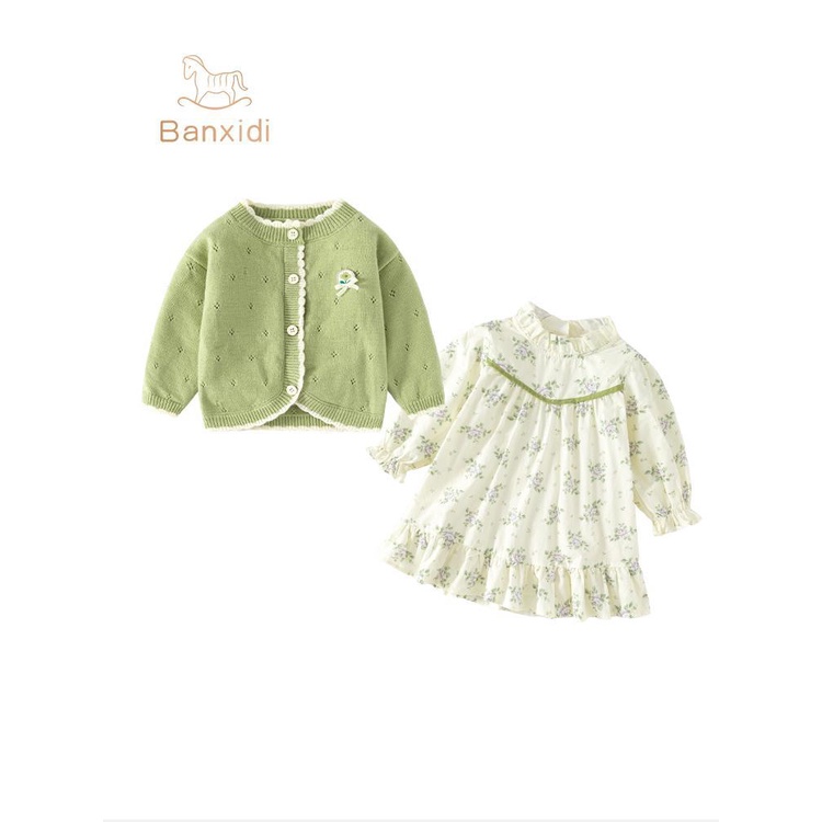 Đầm Công Chúa Kèm Áo Khoác cardigan Thời Trang Mùa Thu Cho Trẻ Em Gái