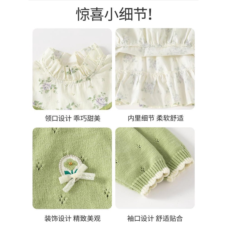 Đầm Công Chúa Kèm Áo Khoác cardigan Thời Trang Mùa Thu Cho Trẻ Em Gái