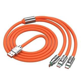 Cáp sạc 3 đầu 120w đa năng chống rối chống đứt dài 1.2m