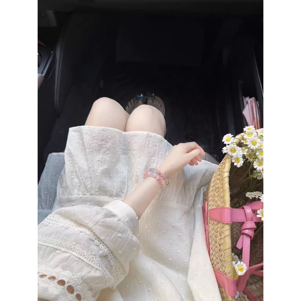 Hàng Mới Về Mới Đầm Nữ Tay Dài Thêu Hoa Thời Trang Thanh Lịch