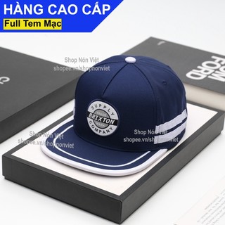 Mũ lưỡi trai nón snapback brixton logo tròn mỏ bằng thoáng mát vải kaki cotton xanh đen phối trắng form đứng thời