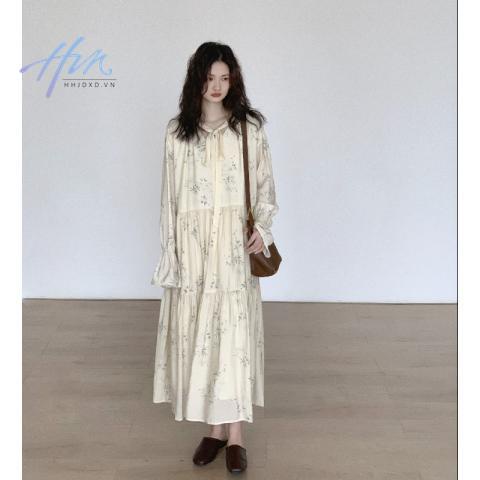Đầm Hoa Tay Dài Phong Cách Trung Quốc Thời Trang Mùa Thu Mới 2023
