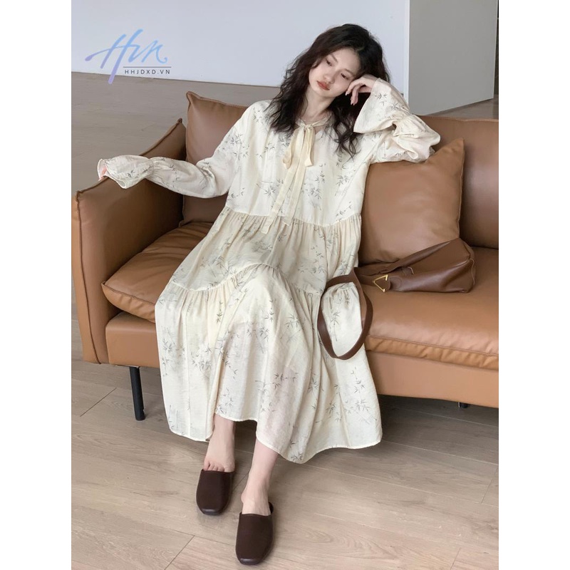 Đầm Hoa Tay Dài Phong Cách Trung Quốc Thời Trang Mùa Thu Mới 2023