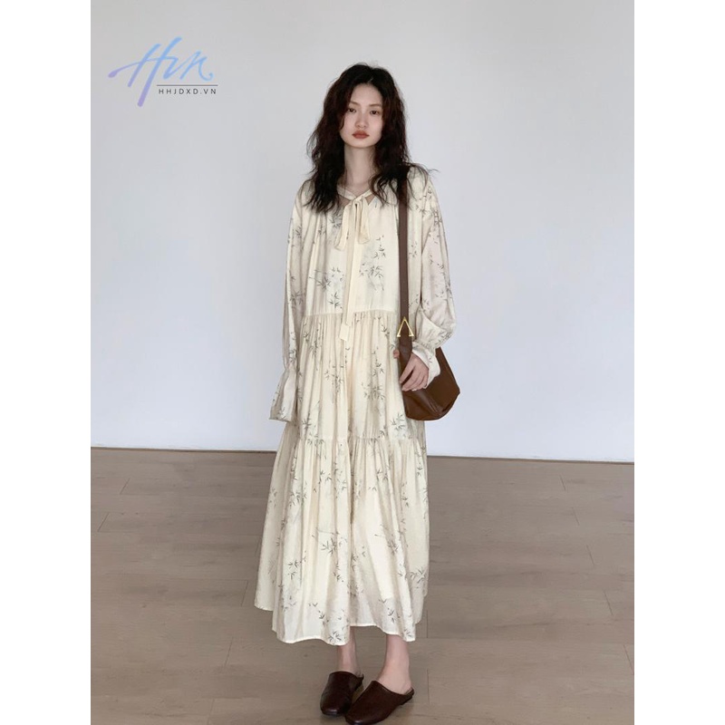 Đầm Hoa Tay Dài Phong Cách Trung Quốc Thời Trang Mùa Thu Mới 2023
