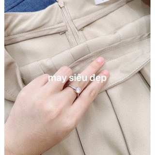 Set áo denim sát nách phối chân váy midi