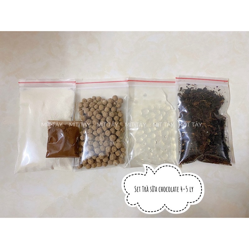 Set Nguyên Liệu Làm Trà Sữa  Phúc Long, Trân Châu Đường Đen, Hồng Trà, Thái Xanh, Thái Đỏ