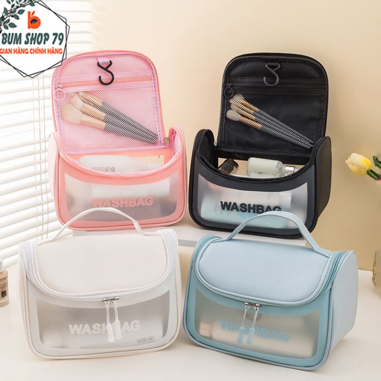 Túi mỹ phẩm đa năng có ngăn lưới tiện dụng WASH BAG, Túi du lịch đựng đồ nhiều màu chống thấm nước