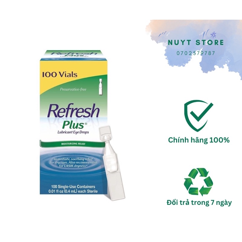 Tép nước nhỏ mắt Refresh Plus hộp 30/50/100 tép