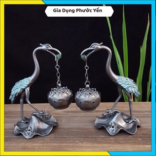  Hồng hạc đốt trầm hương phong thủy chất liệu đồng đen decor nhà cửa - Lư hương bằng đồng 
