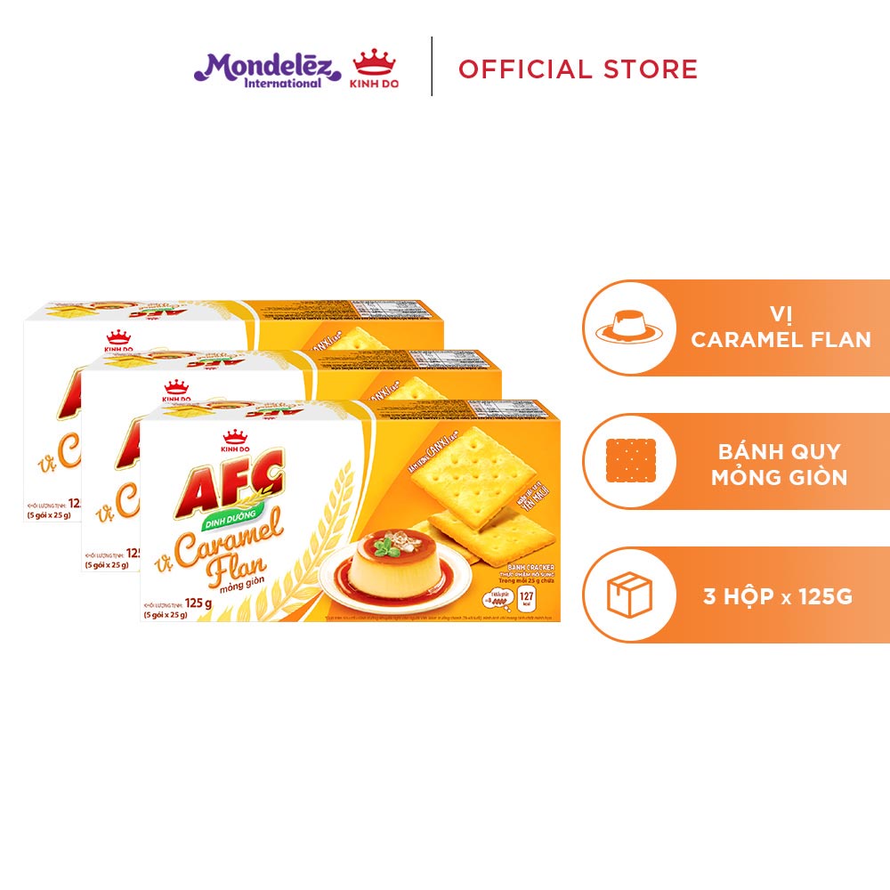 Bánh quy dinh dưỡng AFC vị caramel flan, combo 3 hộp x 109g