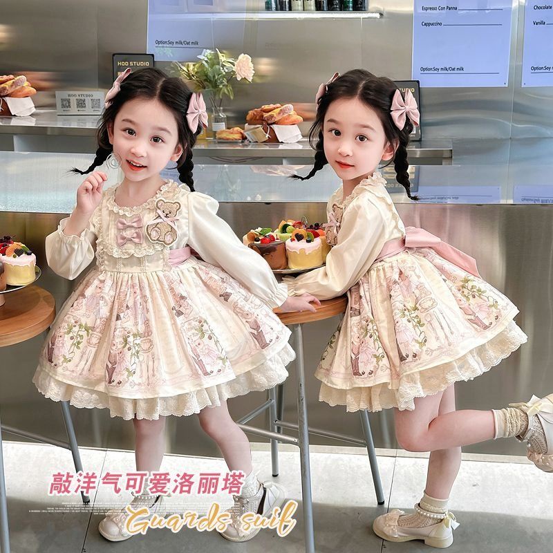 Đầm Công Chúa lolita Tay Dài Phồng Dễ Thương Thời Trang Mùa Thu Cho Bé Gái