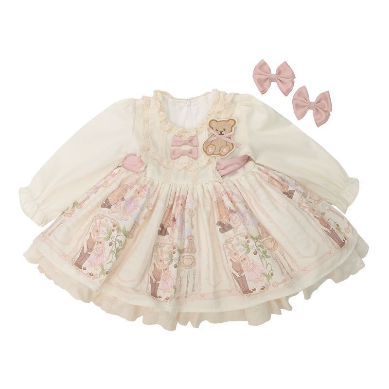 Đầm Công Chúa lolita Tay Dài Phồng Dễ Thương Thời Trang Mùa Thu Cho Bé Gái