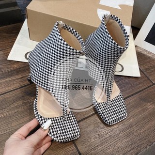 Bốt da fendy kiểu xỏ ngón gót 7 phân ~ bốt thời trang cao cấp