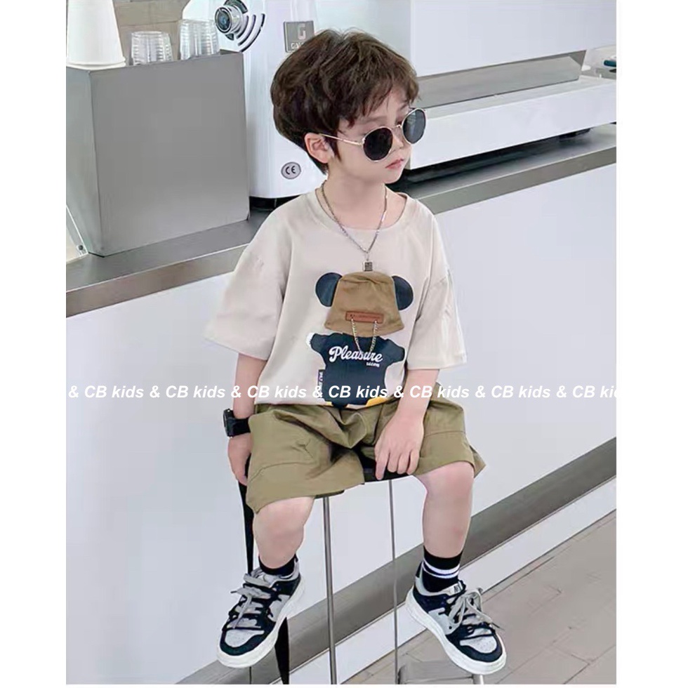 BỘ CỘC TAY BÉ TRAI ÁO GÂU XÍCH COTTON TÀU QUẦN KAKI TÚI HỘ MỀM ĐẸP