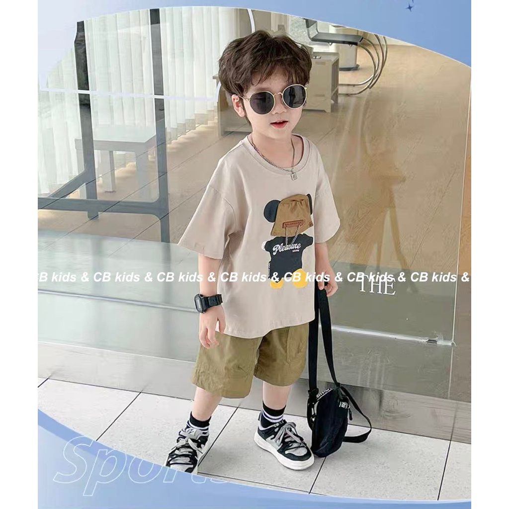 BỘ CỘC TAY BÉ TRAI ÁO GÂU XÍCH COTTON TÀU QUẦN KAKI TÚI HỘ MỀM ĐẸP