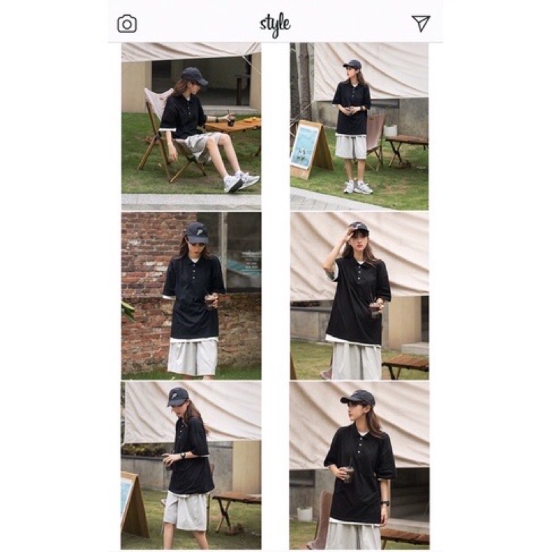 Áo phông polo nelly sale  trơn cúc trắng 1 túi