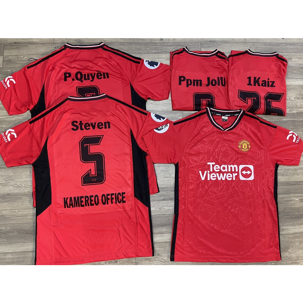 Bộ Quần Áo Đá Banh Manu Mu Sân Khách 2023-2024 Màu Đen logo thêu thun lạnh cao cấp  A1