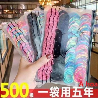 Set 500 Dây Cột Tóc Nhiều Màu Có Túi Zip