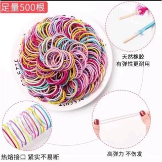 Set 500 Dây Cột Tóc Nhiều Màu Có Túi Zip