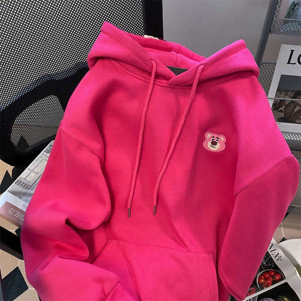 Dễ Thương Áo Hoodie In Hình Gấu Và Dâu Tây Đáng Yêu