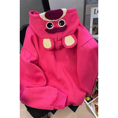 Dễ Thương Áo Hoodie In Hình Gấu Và Dâu Tây Đáng Yêu