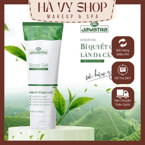 🆘 Kem tẩy tế bào chết trà xanh collagen Jawatra 200g - Chính Hãng
