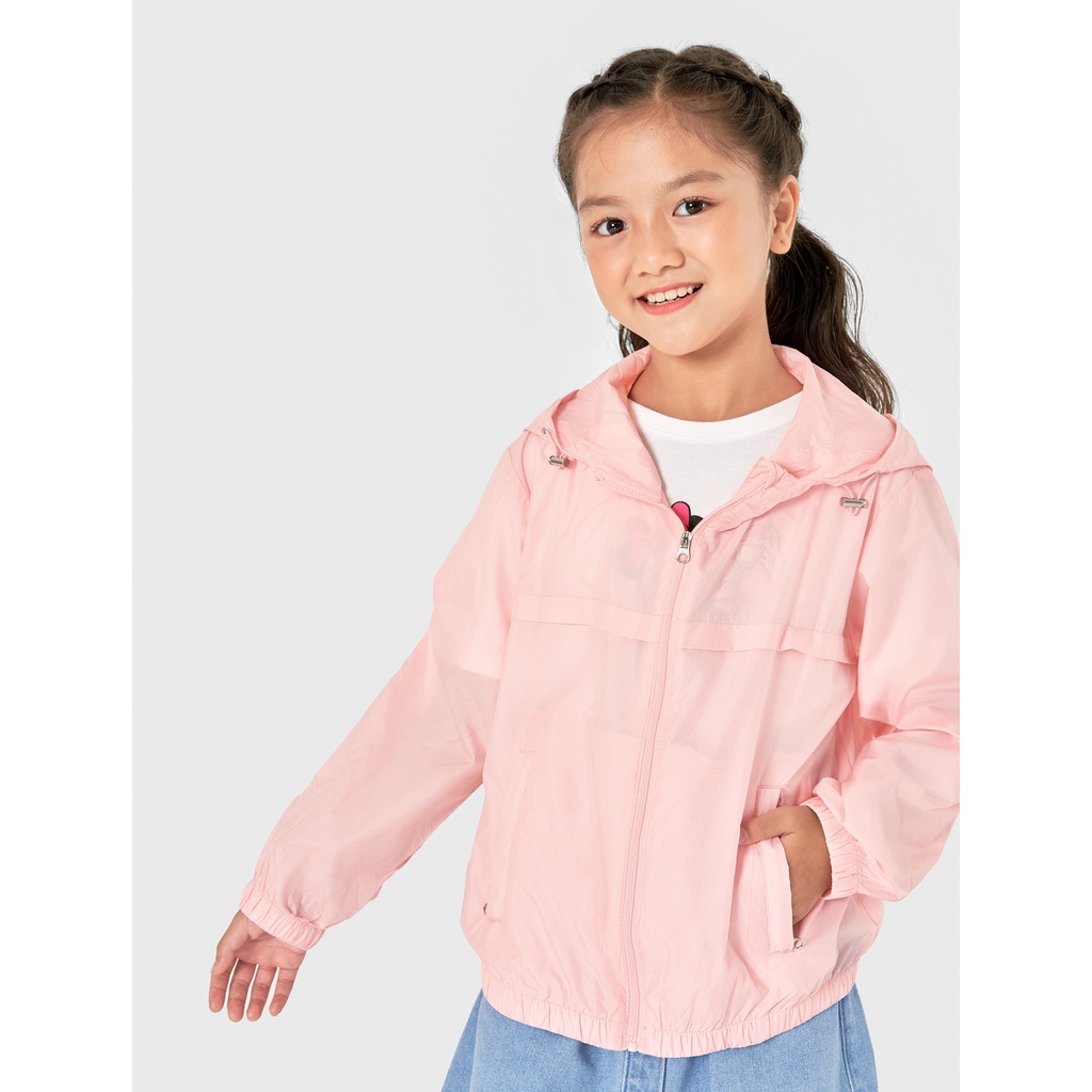 Áo khoác gió bé gái CANIFA có mũ dài tay bo gấu 1OT22W001