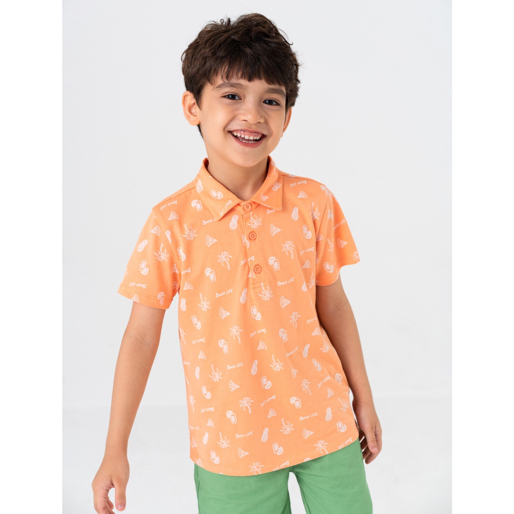 Áo polo bé trai CANIFA chất liệu 100% cotton, cổ bẻ tay cộc 2TP23S007